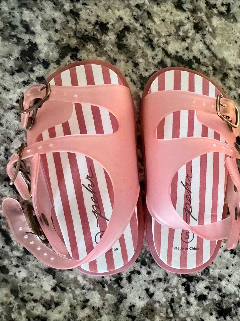Toddler Pink Jelly Sandals with Adjustable Buckles